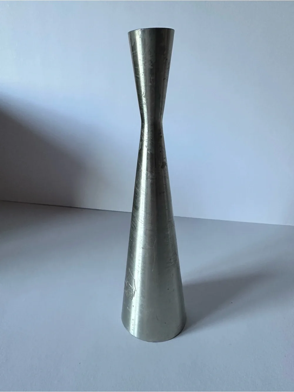 Selangor Pewter Malaya Brushed Bud Vase with Etched Palm Trees & Donkey Cart